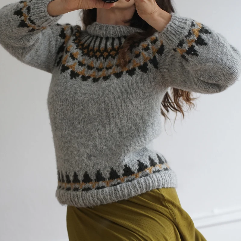 Top eller sweater med islandsk mønster