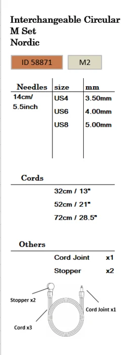 Seeknit Koshitsu M2 Starter Set - 14 cm, 3 sizes